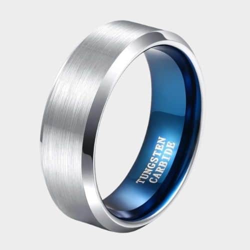 Bague en tungstène argent brossé et poli pour homme 6 mm 8 mm