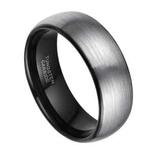 Bague en argent brossé et tungstène noir pour hommes pour anniversaire de fiançailles de mariage, bande de 8 mm dans toutes les tailles