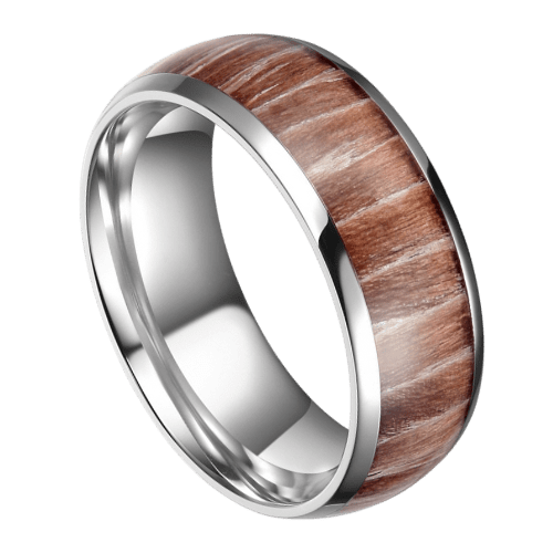 bague de fiançailles en bois pour homme, bague d'anniversaire de mariage sur titane argenté