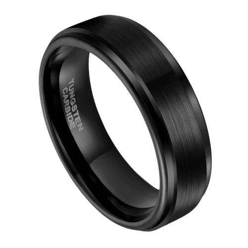 Bague noire pour hommes, bracelet de fiançailles, anniversaire de mariage, 6mm, 8mm, en tungstène, dans toutes les tailles