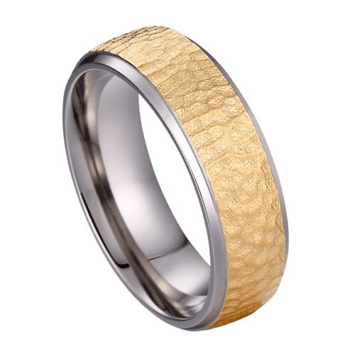 Bague homme en titane doré
