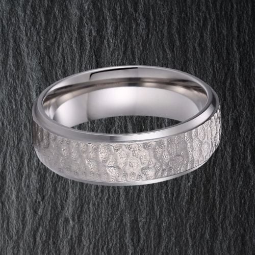 Bague en titane argenté pour hommes