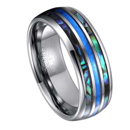 coquille opale argent bague pour homme anniversaire de mariage bande de fiançailles 8mm dans toutes les tailles