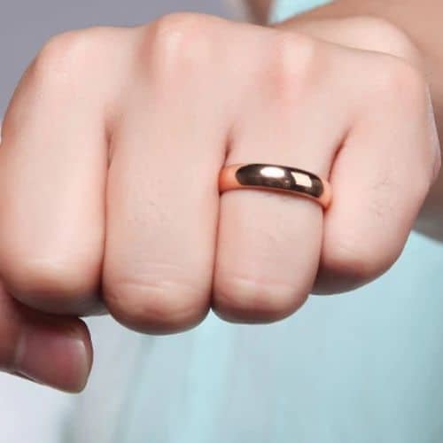 Bague en or rose pour homme tungstène brillant 6 mm