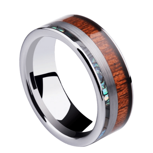 Bague en argent pour hommes en bois, bande de fiançailles, anniversaire de mariage, tungstène de 8mm dans toutes les tailles