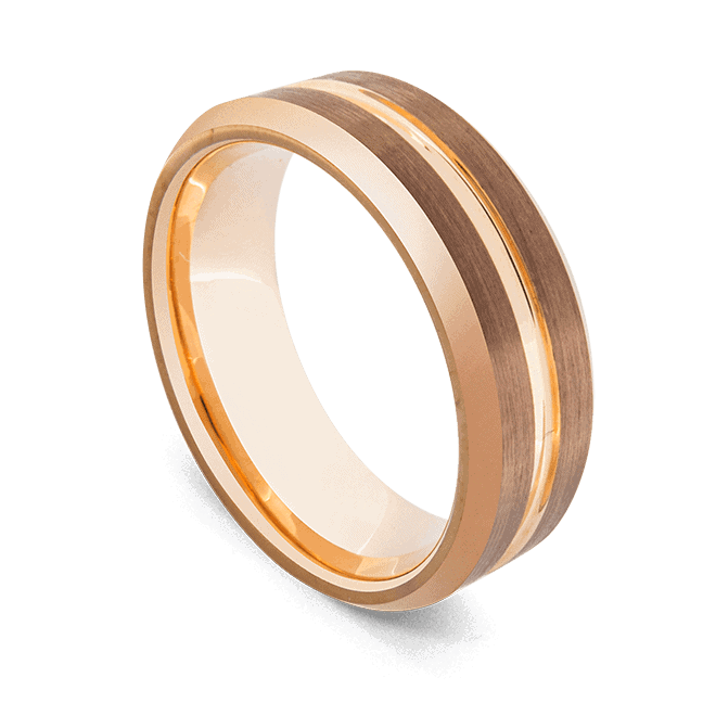 Bague en or brossé pour hommes en carbure de tungstène