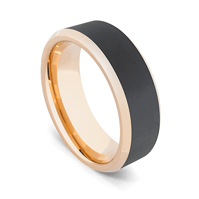 Bague noire et or rose pour homme