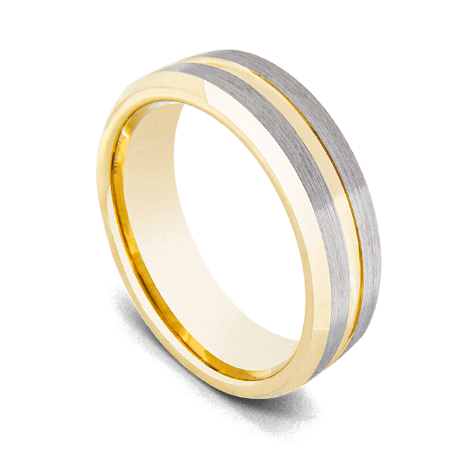 Bague contemporaine en or et argent pour homme en carbure de tungstène