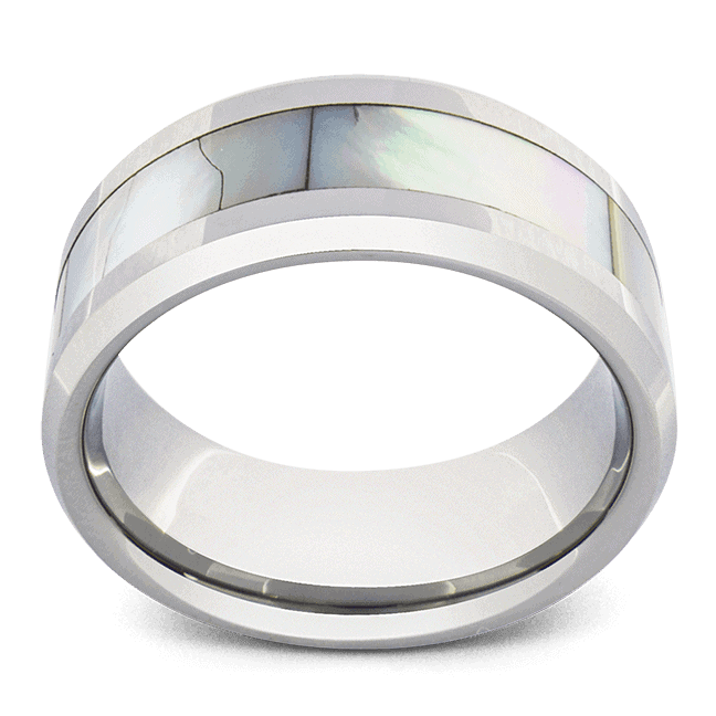 Bague Homme - Nacre sertie en Carbure de Tungstène