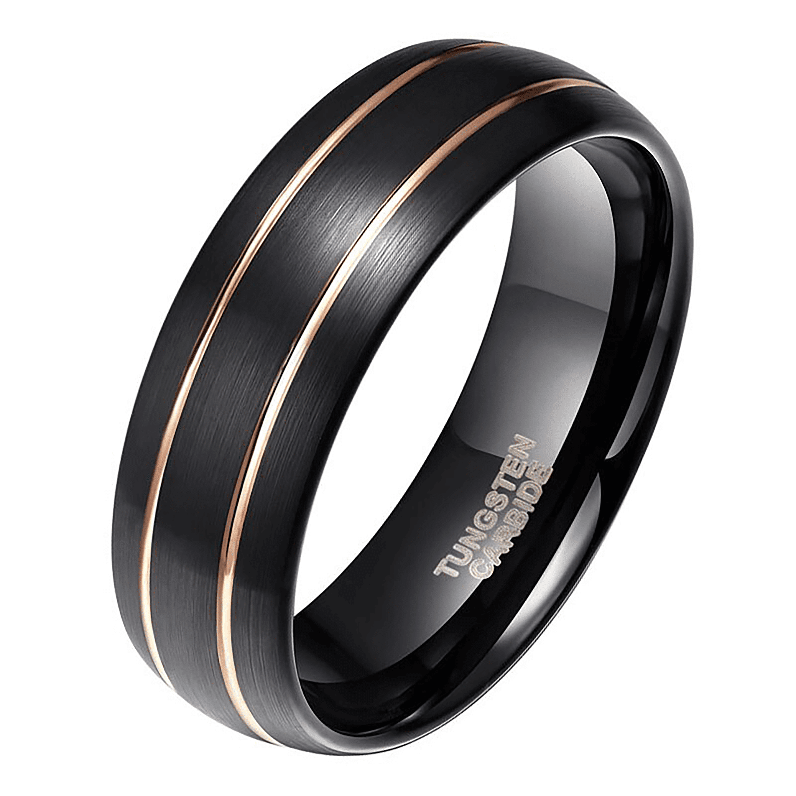 Bague Noire pour Homme - Double Rainure d'Or