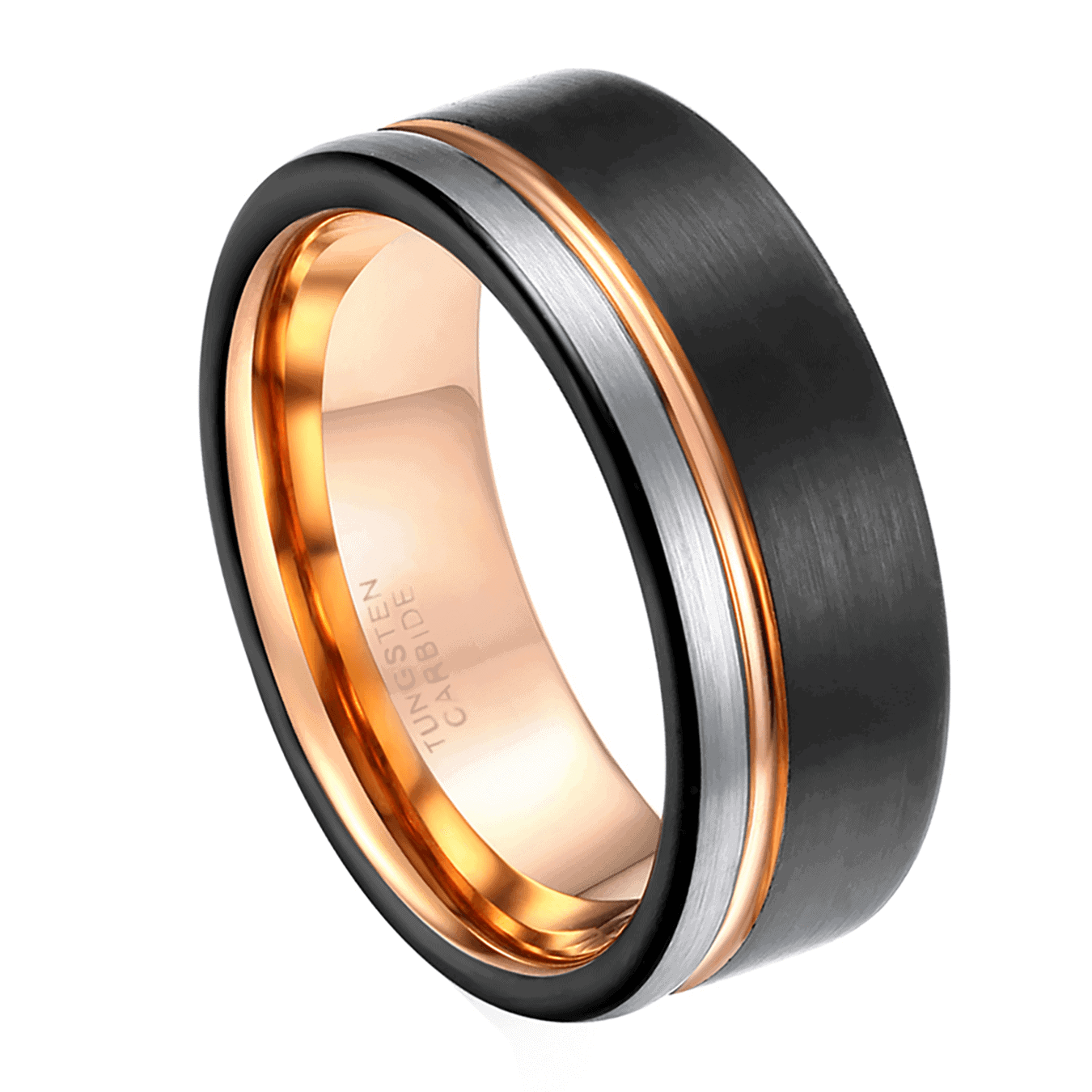 Bague noire pour hommes - Carbure de tungstène