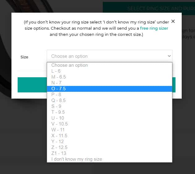 Écran affichant la liste de vos options