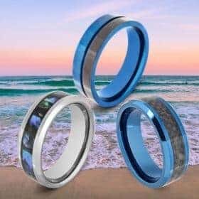 3 anneaux bleus pour hommes sur fond d'océan