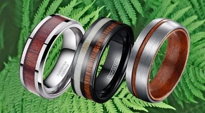 Collection de bagues en bois pour hommes