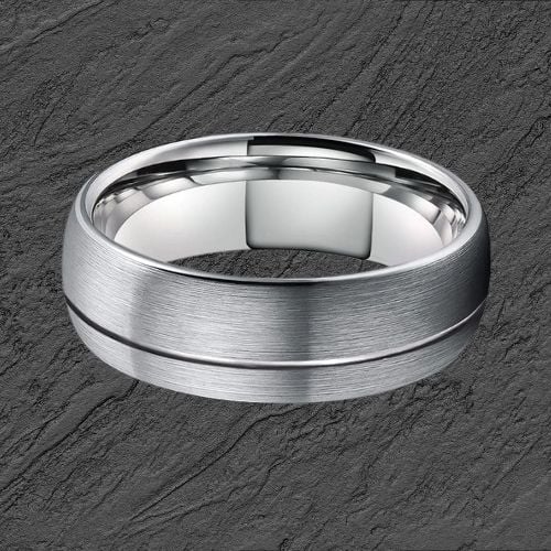 Bague en tungstène argenté pour hommes, ajustement confortable dans toutes les tailles