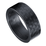 Entrecroisé - Bague Homme Fibre de Carbone - Noir 8mm