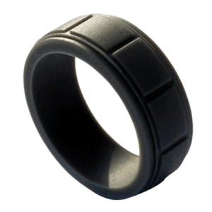 Bague en silicone pour hommes, motif brique noire, bande de roulement sur le doigt, 8mm