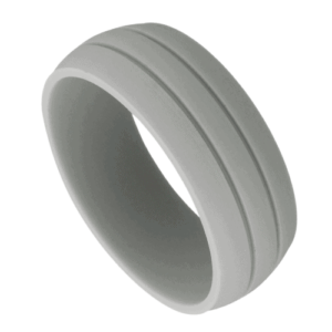 bague en silicone gris clair à double rainure pour hommes Revive 8mm bande pour hommes toutes tailles