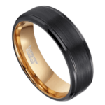 Finesse - Bague Homme en Tungstène - Noire et Or Rose 8mm