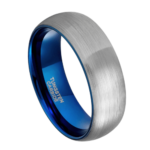 Sincere - Bague en Tungstène pour Homme - Bague Argent et Bleu pour Lui 6mm ou 8mm