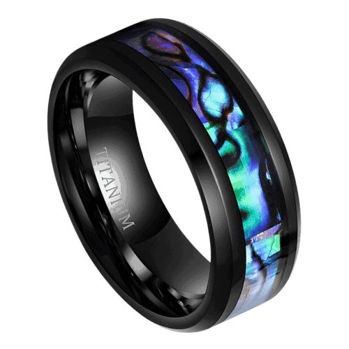 Harmony – Men’s Titanium Ring – Abalone Shell 8mm