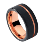Urbane - Bague en Tungstène pour Homme - Noir avec Or Rose Bague de Fiançailles pour Homme 8mm