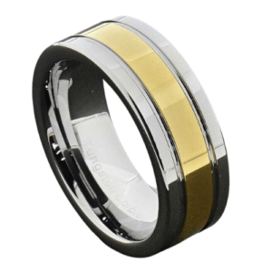 Bague en or et argent pour hommes, bande de tungstène de 8mm pour les mariages, bague d'anniversaire de fiançailles dans toutes les tailles