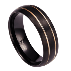 bague noire pour hommes avec 2 bandes d’or bague de fiançailles anniversaire de mariage tungstène 8mm dans toutes les tailles
