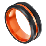 Aptitude - Bague Homme en Tungstène - Bande Homme Noire et Orange 8 mm