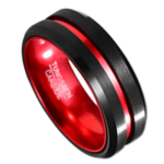 Enrapture - Bande de tungstène pour hommes - Bague mâle noire et rouge 6 mm ou 8 mm