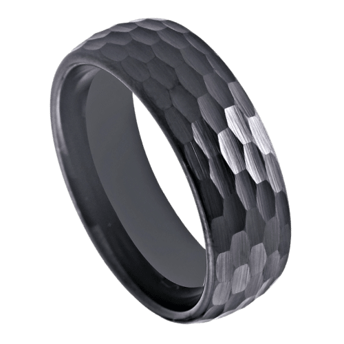 bague homme noire 8mm tungstène martelé anniversaire de mariage bande de fiançailles dans toutes les tailles