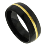 Noble - Bague pour Homme en Tungstène - Anneau Noir et Or 8 mm
