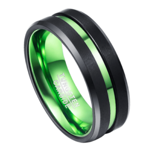 bague verte pour hommes avec côtés en tungstène noir bande de fiançailles anniversaire de mariage de 8 mm dans toutes les tailles
