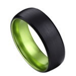 Verdurous - Bague Homme en Tungstène - Noire et Verte - Alliance ou Bague de Fiançailles 8mm