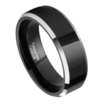 Determination - Bande Tungstène Homme - Bague Homme Noir et Argent 6mm ou 8mm