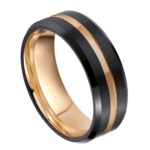 Gold Heart - Bague Homme en Tungstène Noir et Or Rose - Alliance pour Lui 8mm