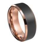 Black Rose - Bague en Tungstène pour Homme - Bague pour Homme Noir et Or Rose 8mm