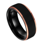 Chase - Bague en Tungstène pour Homme - Bague Homme en Tungstène noir et or rose 8mm