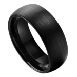 Jet - Bague Homme en Tungstène - Noire Brossée - Alliance ou Bague de Fiançailles 6mm ou 8mm