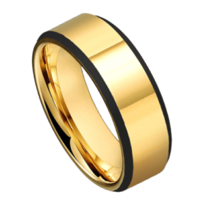 bague en or pour hommes pour anniversaire de mariage ou fiançailles. Côtés noirs pour un style moderne 8mm