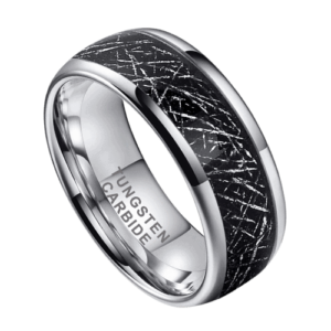 bague météorite bague homme bague de fiançailles anniversaire de mariage en argent noir 8mm tungstène dans toutes les tailles
