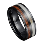 Buck - Bague en Tungstène pour Homme - Bague pour Homme en Bois et Fourrure 8mm