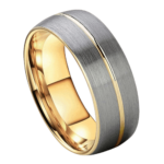 Together - Bague pour Homme en Tungstène - Alliance Argentée et Dorée 8 mm