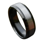Swift - Bague en Tungstène pour Homme - Bague de Fiançailles Argent et Noir pour Homme 8mm