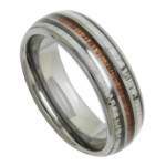 Discovery - Bague Homme en Tungstène - Bois de Cerf et Chêne - Anneau 8mm