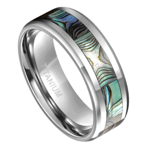 bague en argent pour hommes avec incrustation de coquillages bande de fiançailles d’anniversaire de mariage en titane de 6 mm dans toutes les tailles
