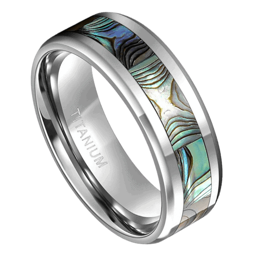 Perception – Men’s Titanium Ring – Abalone Shell 6mm