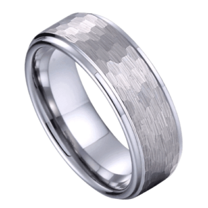 Bague en argent pour hommes, design martelé, bande de fiançailles d'anniversaire de mariage en tungstène de 8mm dans toutes les tailles