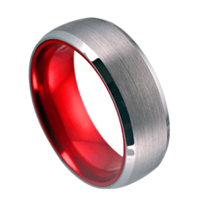 bague en argent pour hommes avec tungstène rouge à l'intérieur pour une bande de fiançailles d'anniversaire de mariage dans toutes les tailles