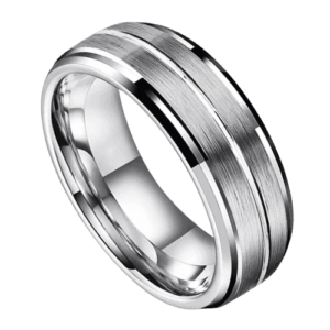 alliance homme argent tungstène 8mm. Bande moderne pour anniversaire ou fiançailles dans toutes les tailles